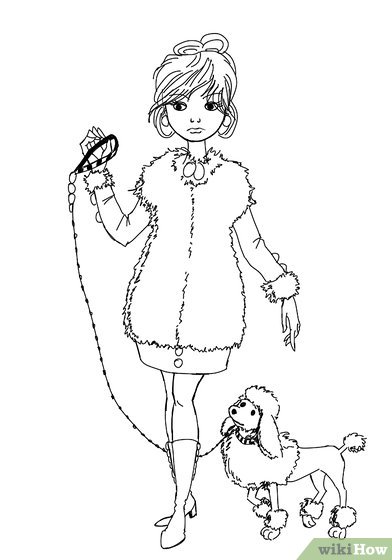 392x560 How To Draw A Fancy Lady And A Poodle 15 Steps (With Pictures)