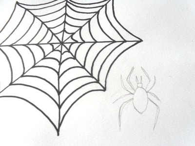 400x301 Draw A Spiderweb And Spider For Halloween