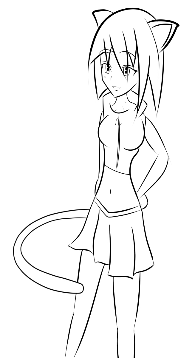 654x1200 Anime Cat Girl Practice Sketch By Firebirdxr