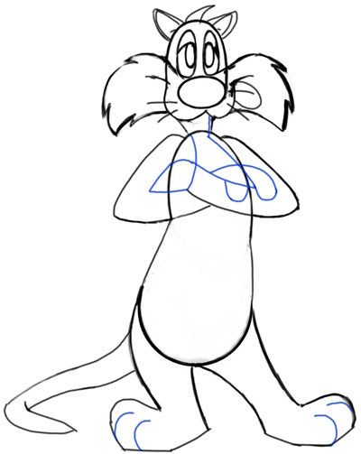 400x503 How To Draw Sylvester Cat From Looney Tunes Cartoons In Easy Steps
