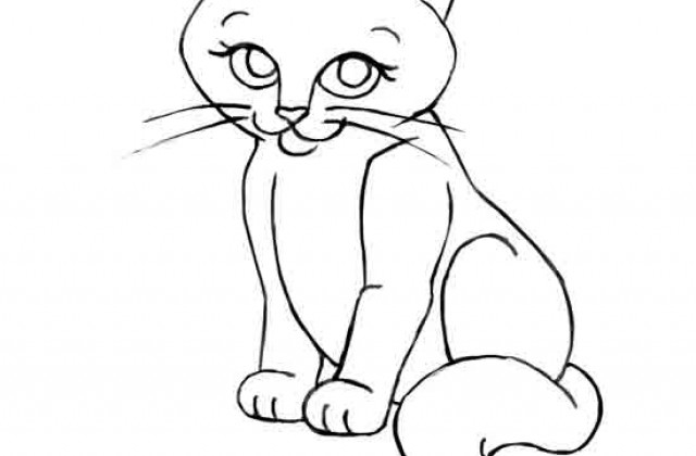 640x420 Tag For Photos Of Kittens Line Drawing Easy To Draw Simple Line
