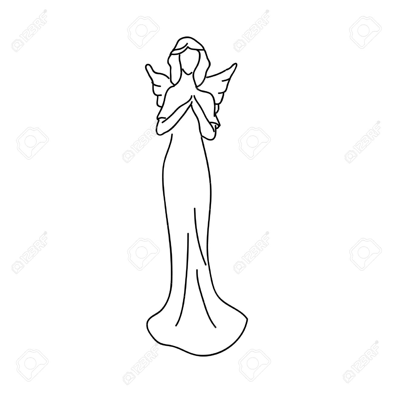 1300x1300 Drawing Of An Angel Simple Sketch Of An Angel, A Female Figure
