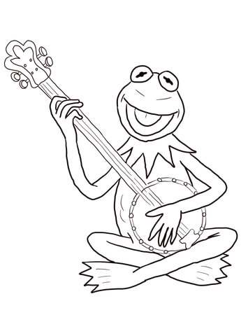 355x480 Kermit The Frog Playing Guitar Coloring Page Free Printable
