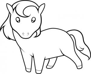 302x245 Coloring Pages Horse Drawing For Kids How To Draw Cute Cartoon