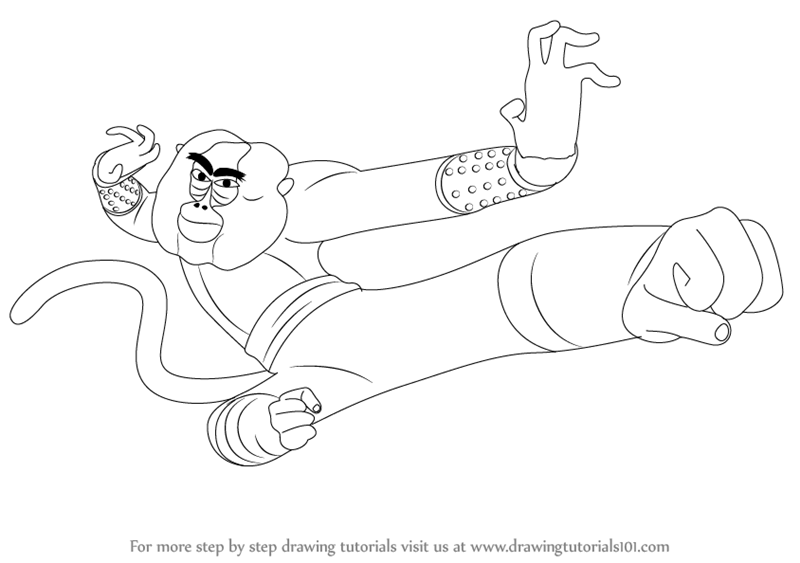 800x563 Learn How To Draw Monkey From Kung Fu Panda (Kung Fu Panda) Step