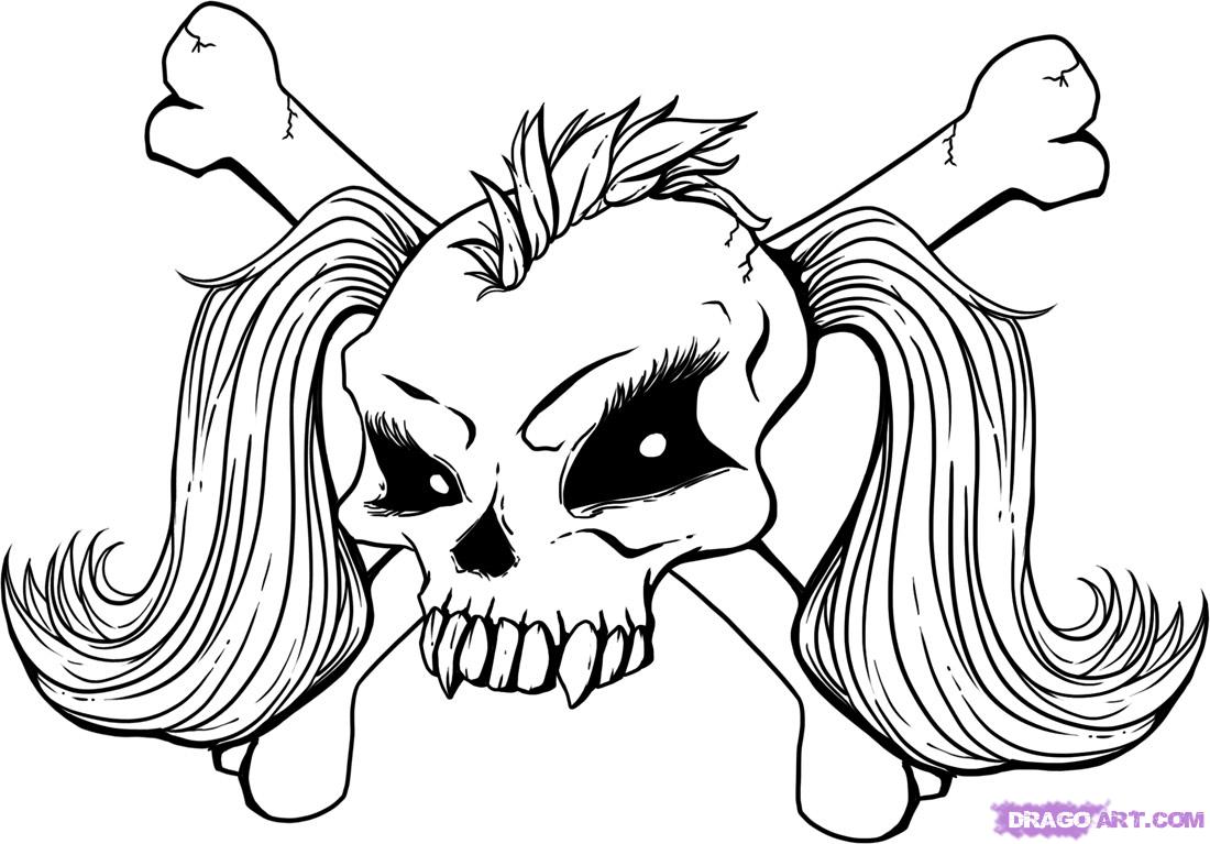 1100x767 Easy Drawing Of Skulls Coloring How To Draw A Skull Fairy Step By