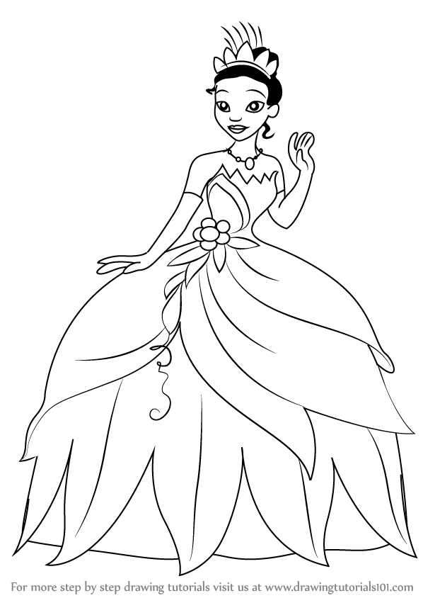 598x844 Learn How To Draw Tiana From The Princess And The Frog (The
