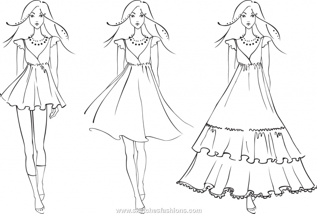 1024x693 Easy Dress Fashion Drawing