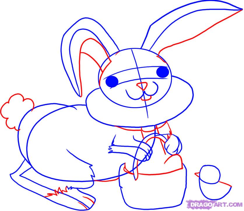 837x726 Easter Bunny Step By Step Drawings Happy Easter 2018