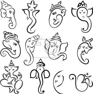 392x400 Simple Ganesh Line Drawings