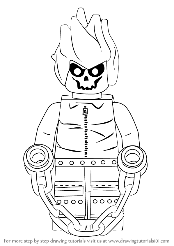 598x844 Learn How To Draw Lego Ghost Rider (Lego) Step By Step Drawing