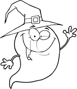 262x300 Cute Spooky Ghost Wearing A Witch Hat
