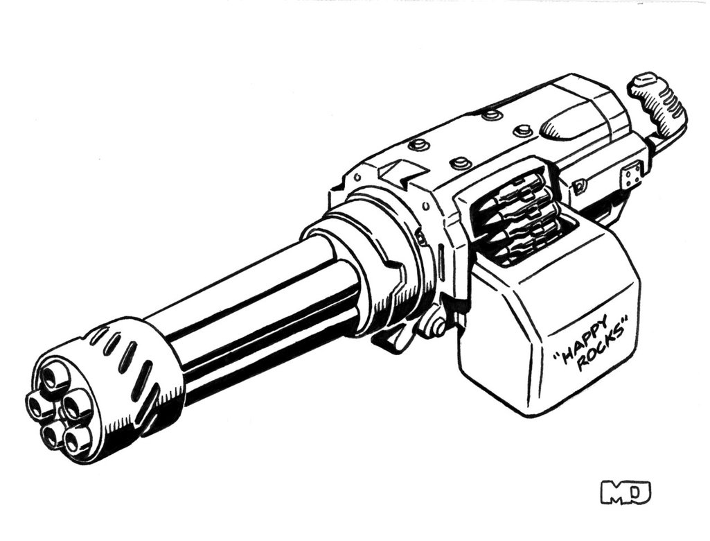 1025x780 Mini Gun Drawing Minigun Drawing Easy