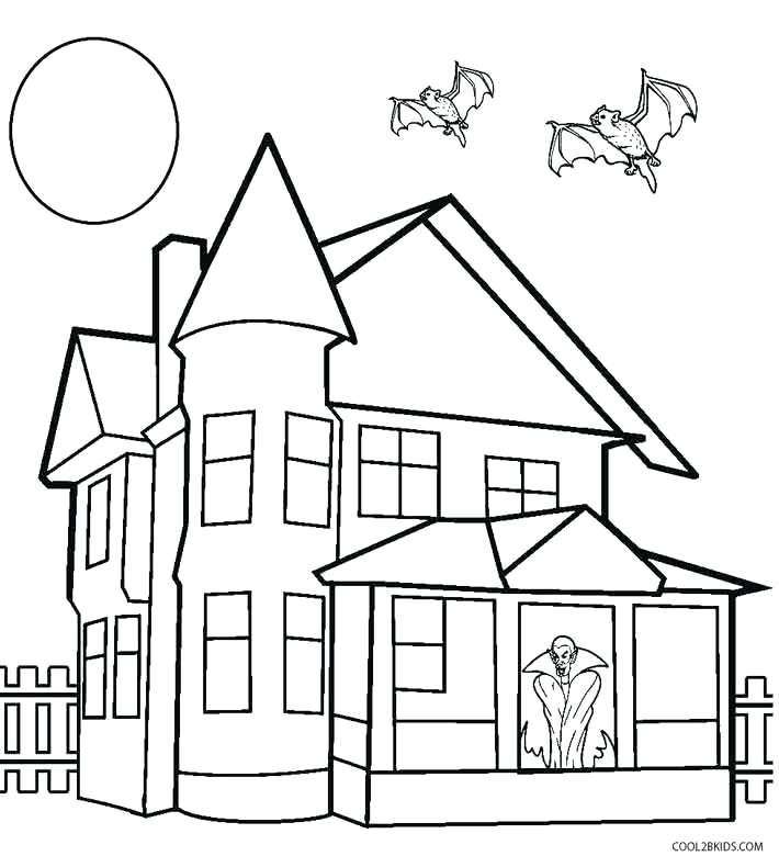 710x780 Printable Coloring Pages Haunted House Easy Sheets