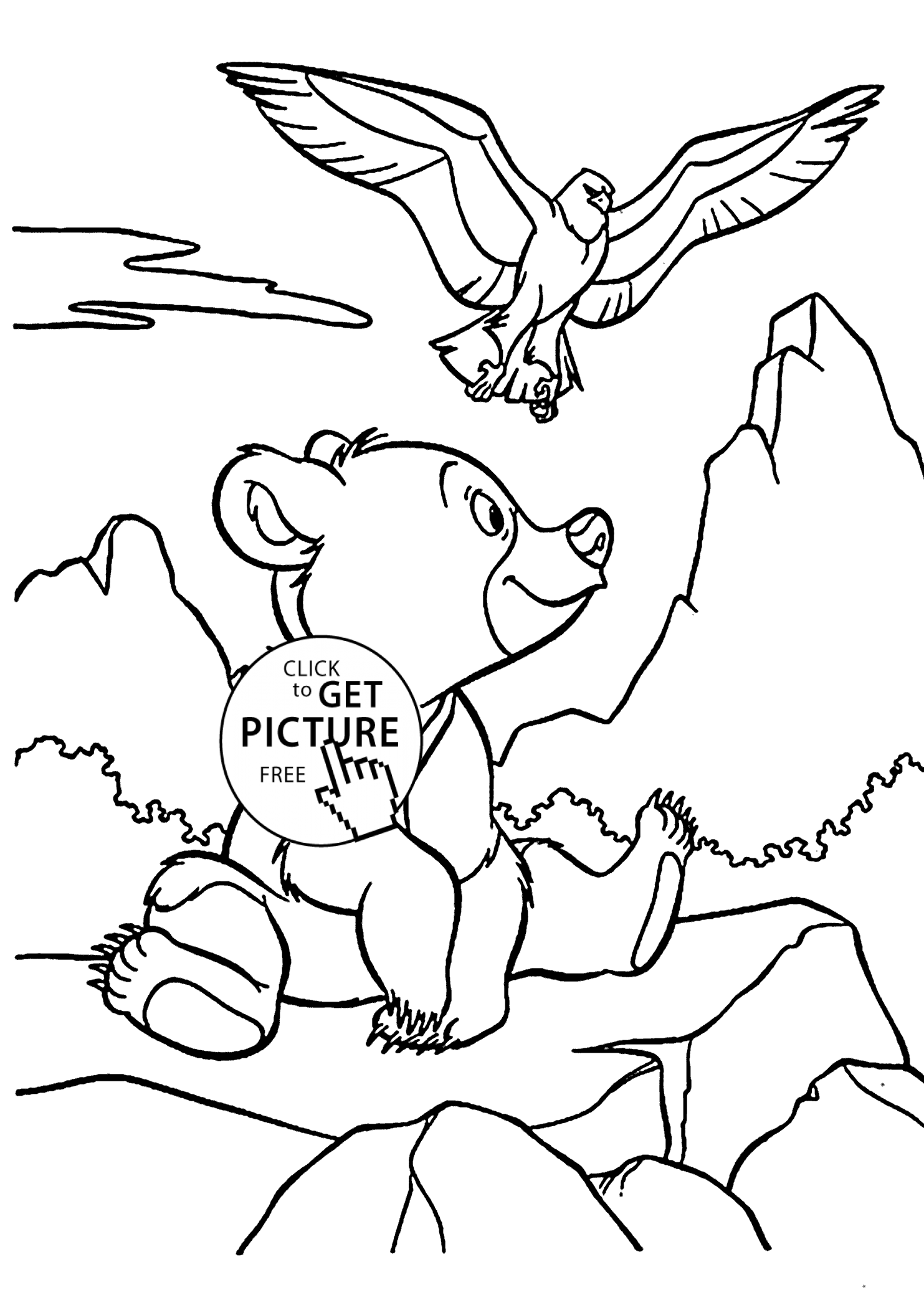1483x2079 Brother Bear And Hawk Coloring Pages For Kids, Printable Free