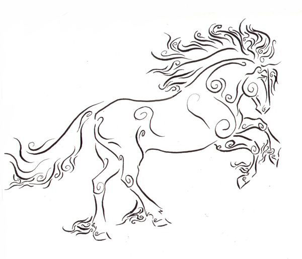 600x515 Drawn Horse Running Horse