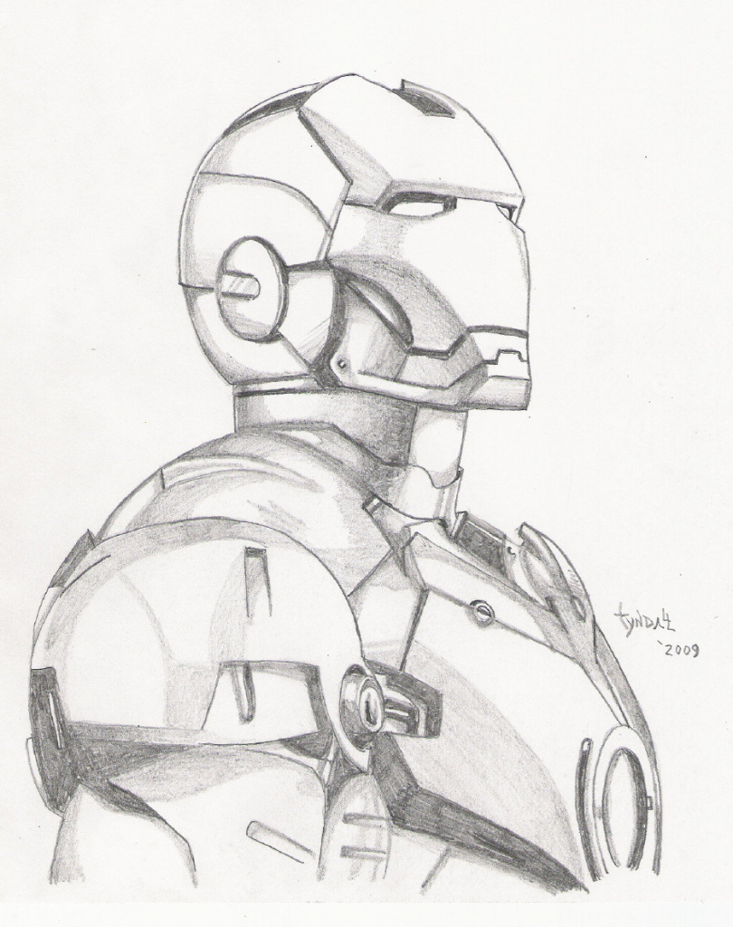 810x1024 Pencil Sketch Of Iron Man