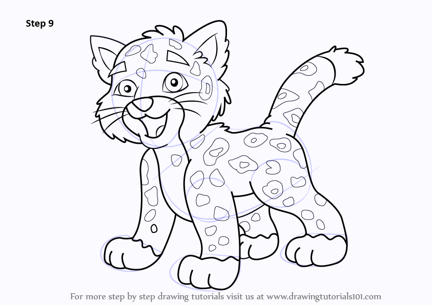 843x596 Learn How To Draw Baby Jaguar From Go, Diego, Go! (Go, Diego, Go