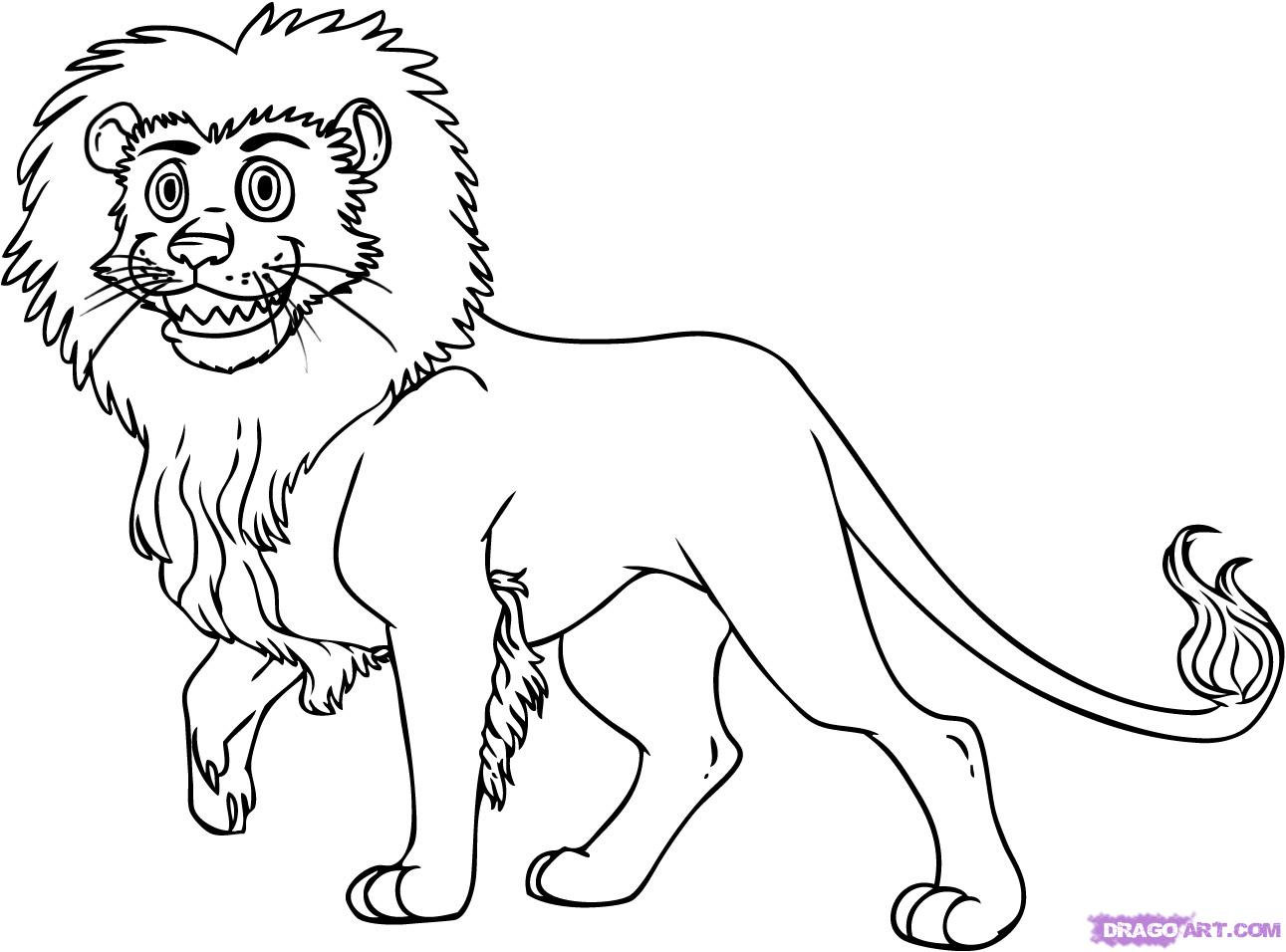 1291x956 Easy Cartoon Lion Drawings How To Draw A Cartoon Lion, Step By