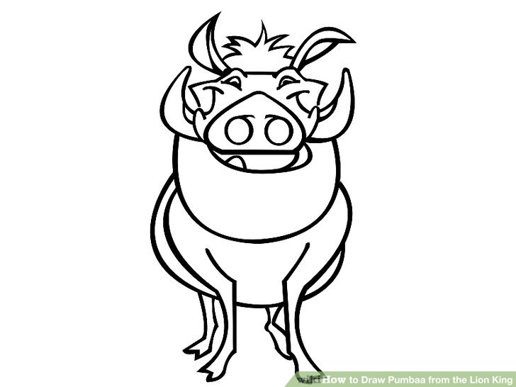 728x546 How To Draw Pumbaa From The Lion King (With Pictures)