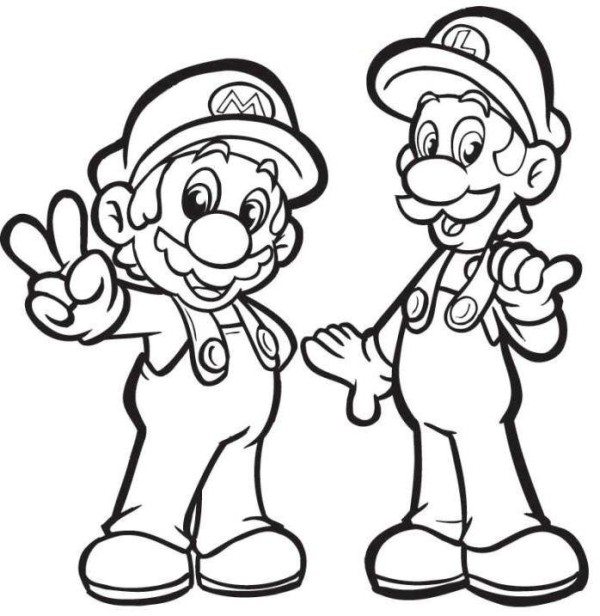 600x616 Mario And Luigi Easy Mario Coloring Page
