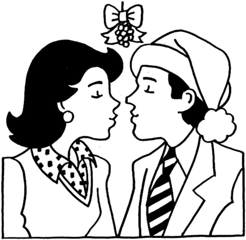 480x468 Kissing Under The Mistletoe Coloring Page Free Printable