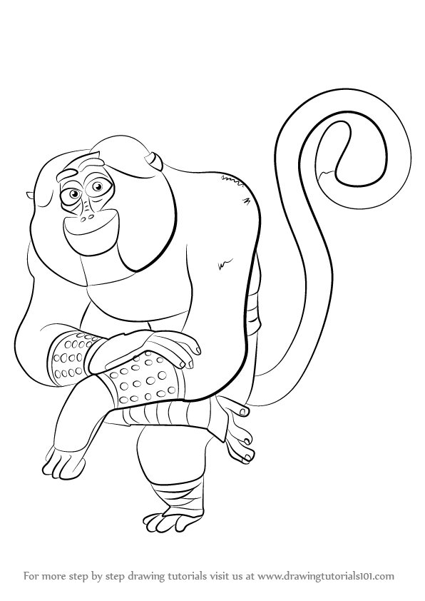 596x842 Learn How To Draw Monkey From Kung Fu Panda 3 (Kung Fu Panda 3