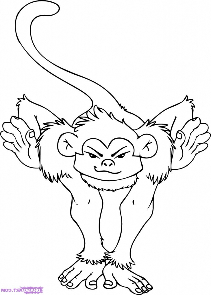 730x1024 Simple Drawing Of Monkey How To Draw A Cartoon Monkey Step Step