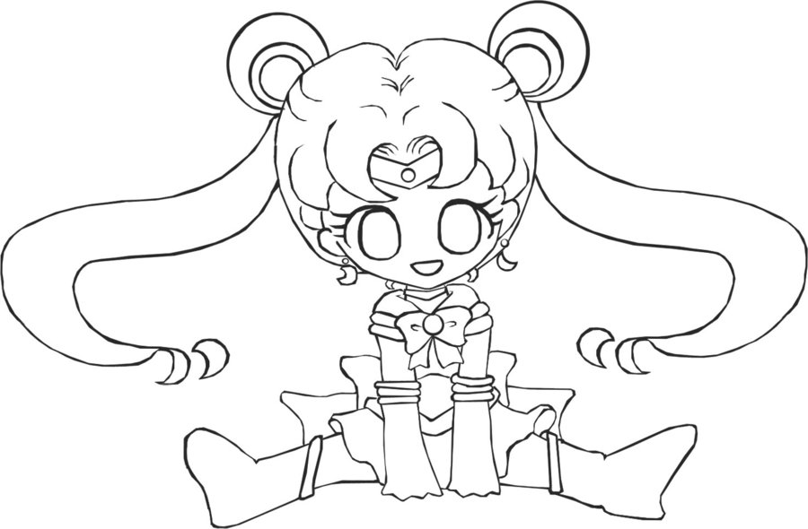 900x590 Lineart Chibi Sailor Moon By Gagagakun
