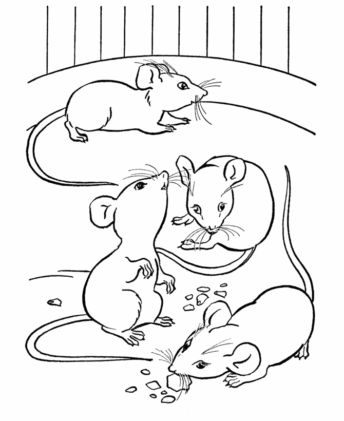 670x820 Farm Animal Coloring Page Mice Eating Cheese Party On The Farm