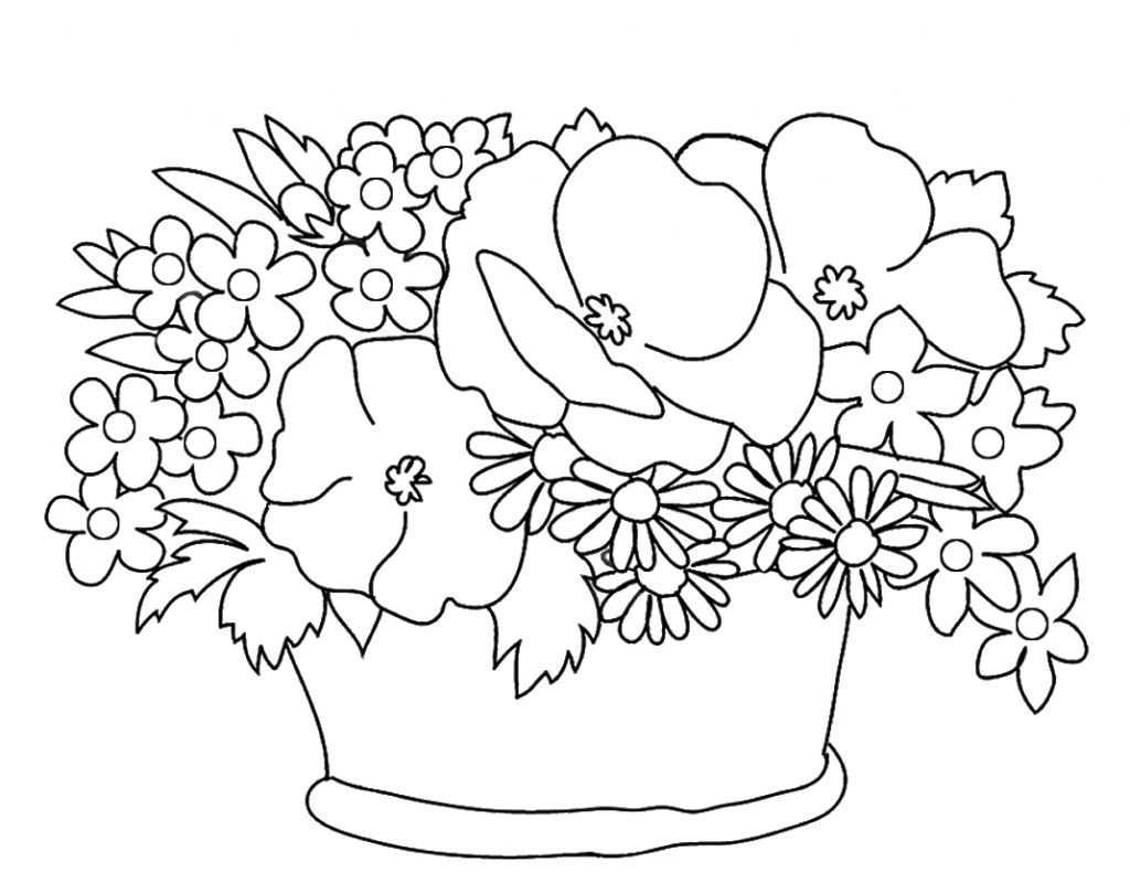 1024x810 Pencil Drawing Of Simple Flower Baskets How To Draw A Flower Vase