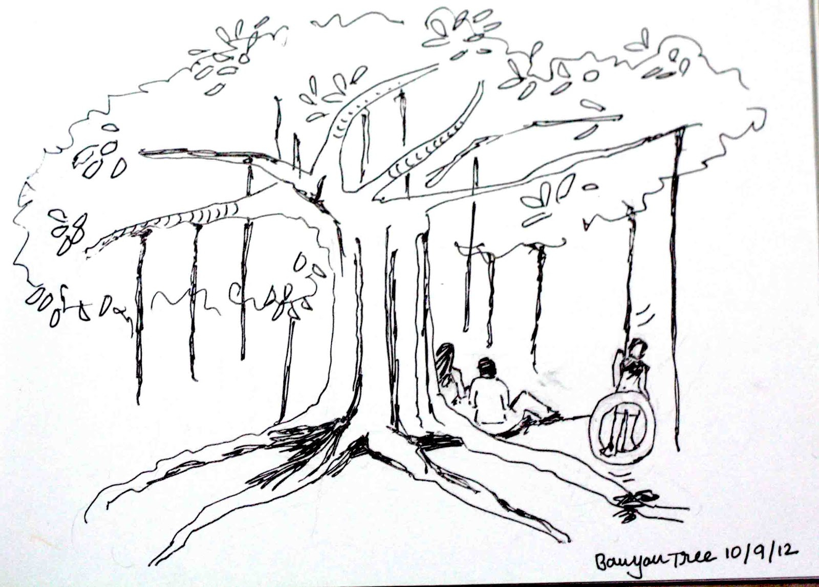 1600x1147 Banyan Tree Easy Drawing Pencil Drawing How To Paint A Banyan Tree