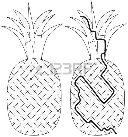 421x450 Easy Pineapple Maze For Younger Kids With A Solution Royalty Free
