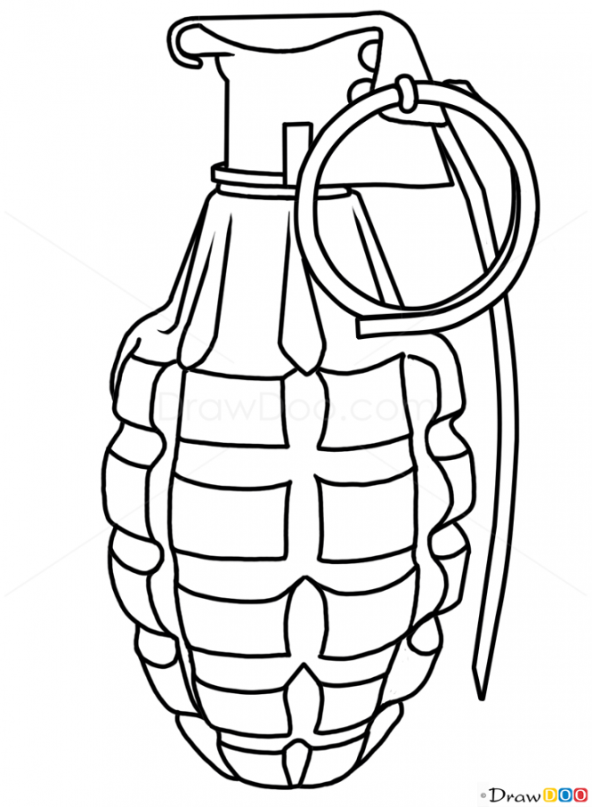 665x907 How To Draw Grenade, Guns And Pistols