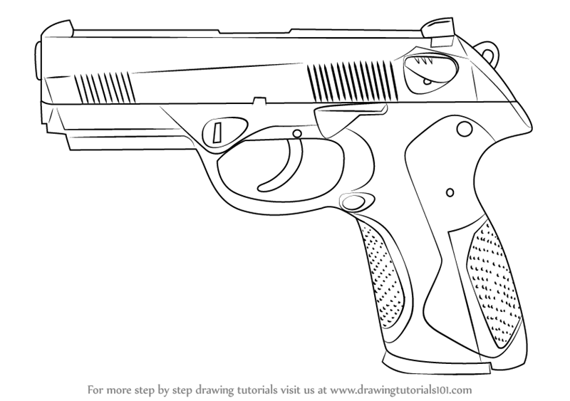 800x563 Learn How To Draw A Beretta Px4 (Pistols) Step By Step Drawing