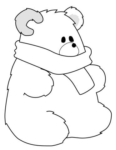 371x480 Polar Bear With Scarf Coloring Page Free Printable Coloring Pages