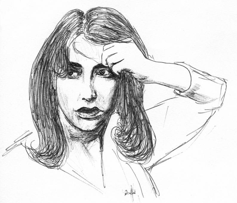 794x680 A Girl Pulling Her Hair People. Drawings. Pictures. Drawings