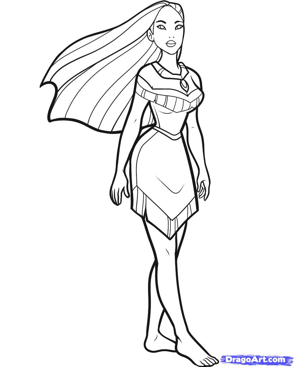 947x1181 How To Draw Pocahontas, Step By Step, Disney Princesses, Cartoons