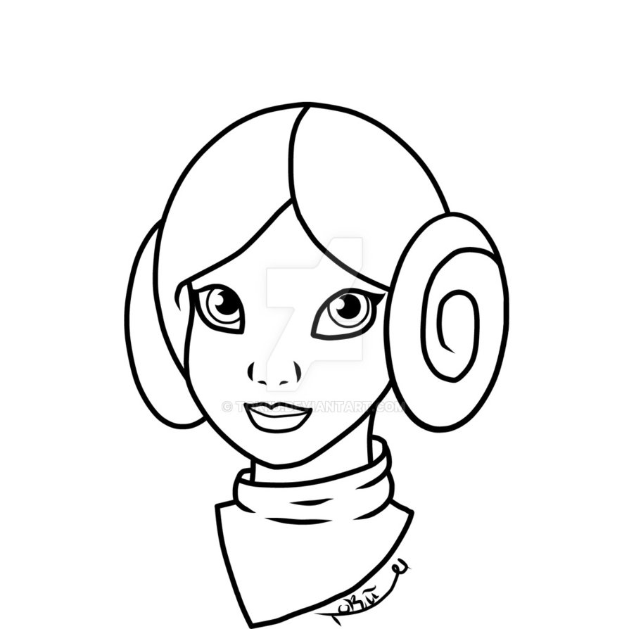 894x894 Princess Leia Lineart By Tokiiu