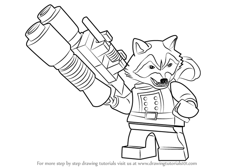 800x566 Learn How To Draw Lego Rocket Raccoon (Lego) Step By Step
