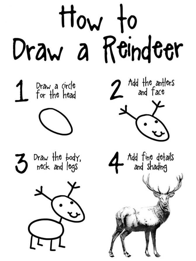 671x895 Easy How To Draw A Reindeer Tags How To Draw A Reindeer Easy