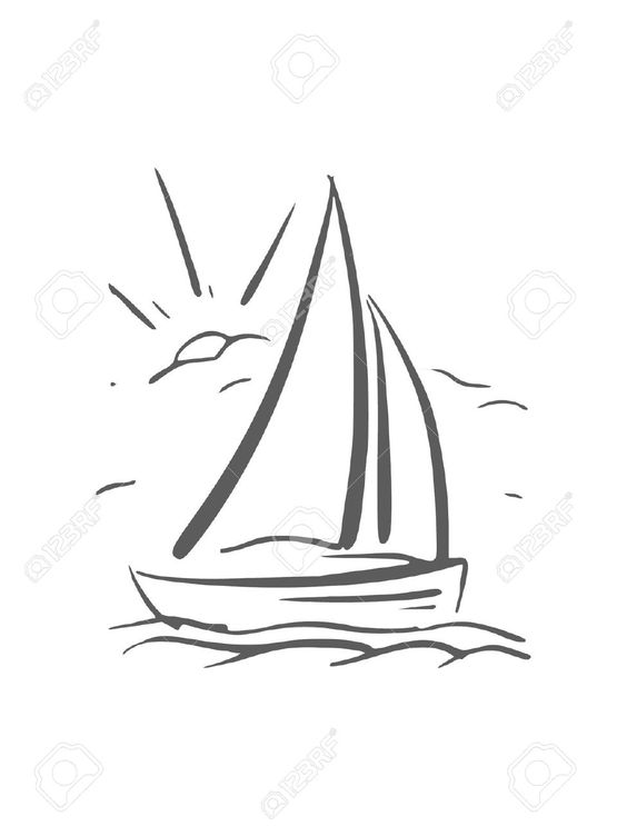 564x752 Free Vector Chalk Sailboat With Birds Outline Vector 1512167