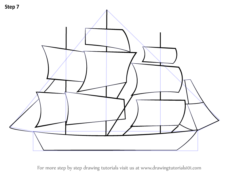 844x600 Learn How To Draw A Ship For Kids (Boats And Ships) Step By Step