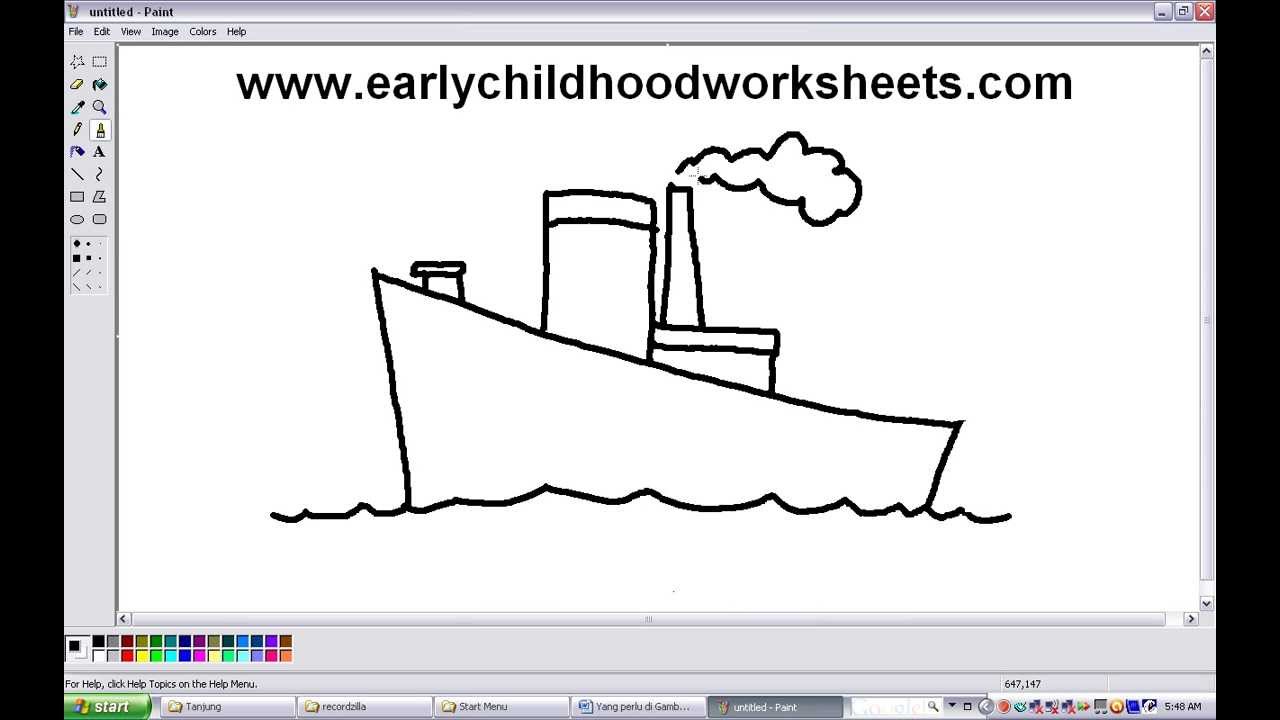 1280x720 How To Draw Cartoons Ship Easy Step By Step For Kindergarten Kids