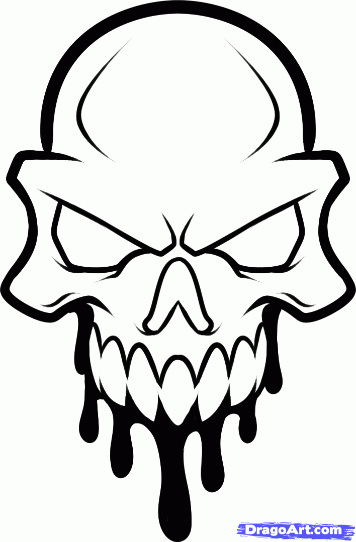 708x1079 How To Draw A Skull Head, Skull Head Tattoo, Step By Step, Skulls