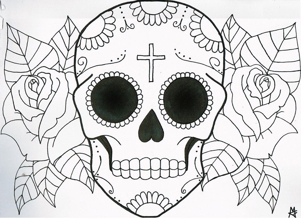 1024x747 Sugar Skull Tattoo Design By =maddyfield