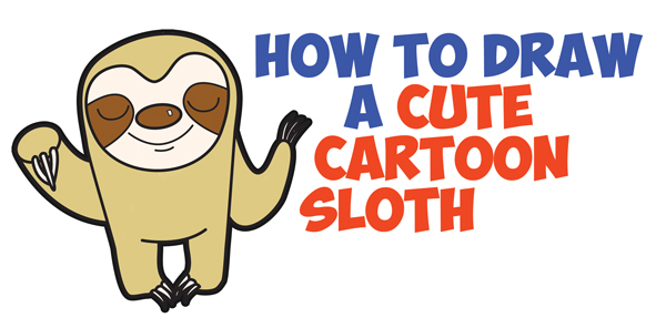 600x296 How To Draw Cute Cartoon Sloth With Easy Step By Step Drawing