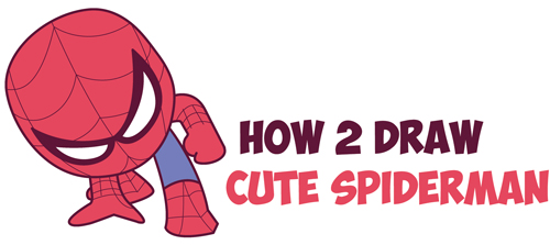 500x223 How To Draw Cute Spiderman (Chibi Kawaii) Easy Step By Step