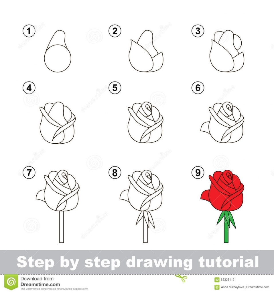 957x1024 Step By Step Rose Drawing Easy Rose Drawing Stepstep Easy Drawings