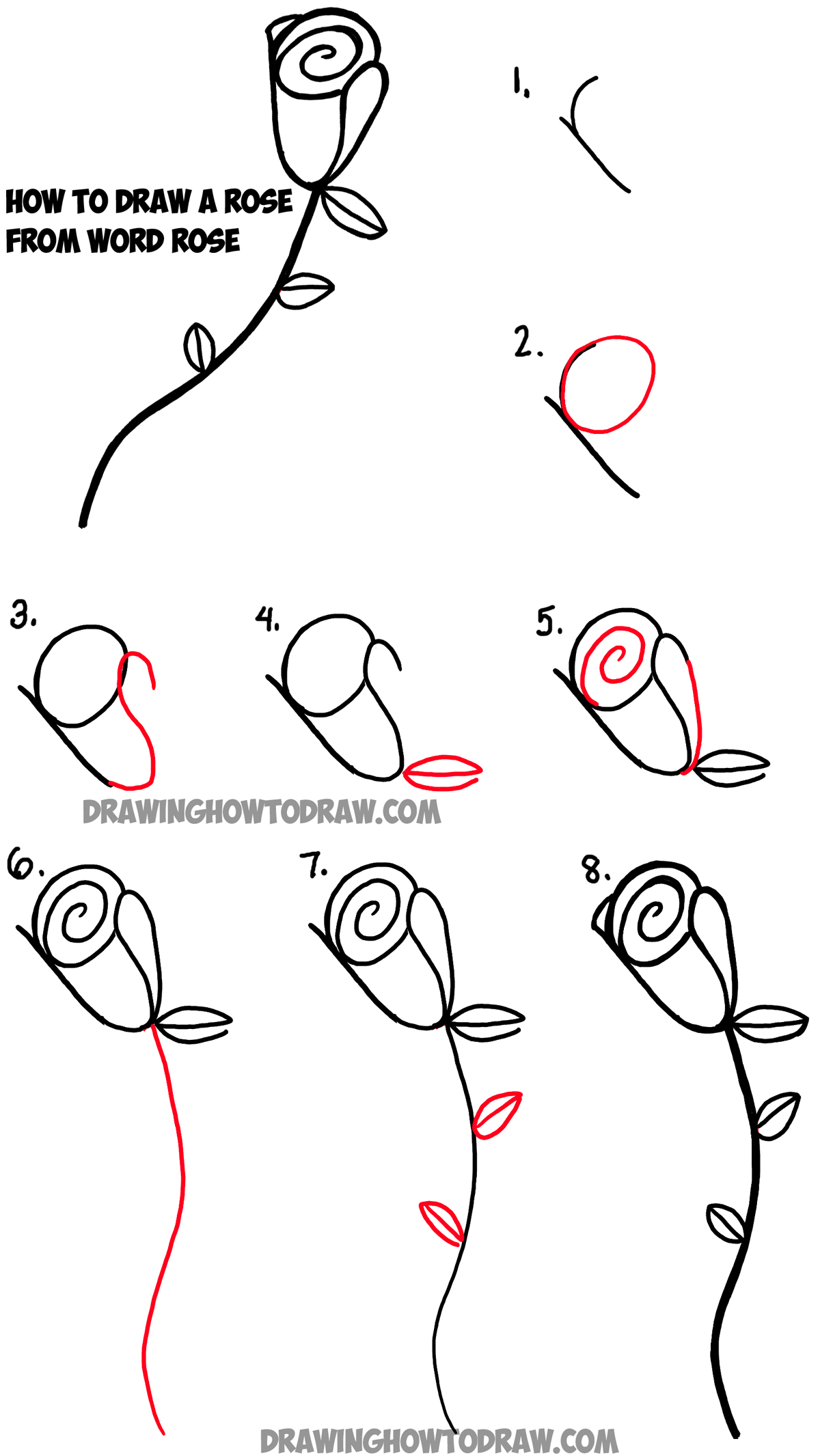 Easy Step By Step Drawing Of A Rose at GetDrawings | Free download